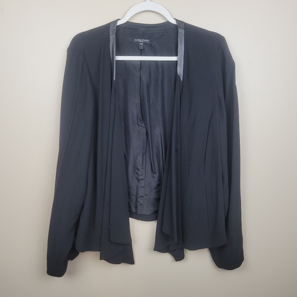 Eileen Fisher Black Silk Drape Front Blazer size 1X - Picture 3 of 11